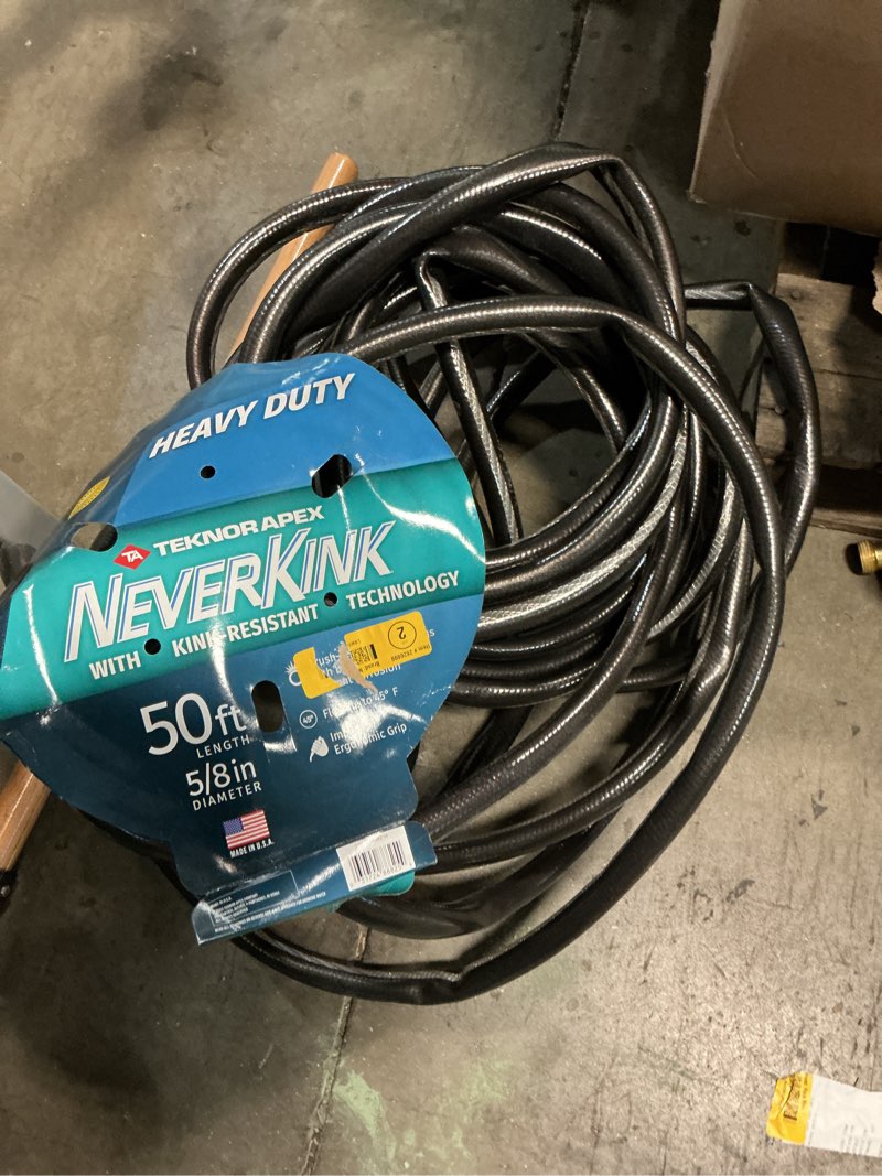 Condition photo showing As Is for neverkink teknor apex 5/8-in x 50-ft heavy kink free vinyl gray coiled hose