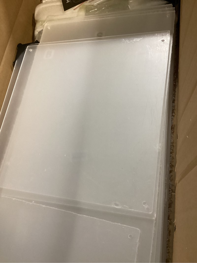 Condition photo showing As Is for vincidern 3pcs acrylic square pedestal stand for party, clear lucite display pedestal for flowers, sculptures, cake, wedding, events, art gallery, party decor 31.5*11.8''(l), 27.6*11.2''(m), 23.6*10.2''(s) 3pcs-acrylic