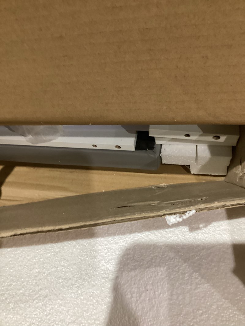 Condition photo showing As Is for VASAGLE Shoe Storage Bench with Cushion, 3-Tier Entryway Bench with Padded Seat, Doors, Adjustable Shelves, 14 x 39.8 x 20.7 Inches, for Hallway, Bedroom, Cloud White and Dove Gray ULSB044W01 Cloud White + Dove Gray 39.8''W