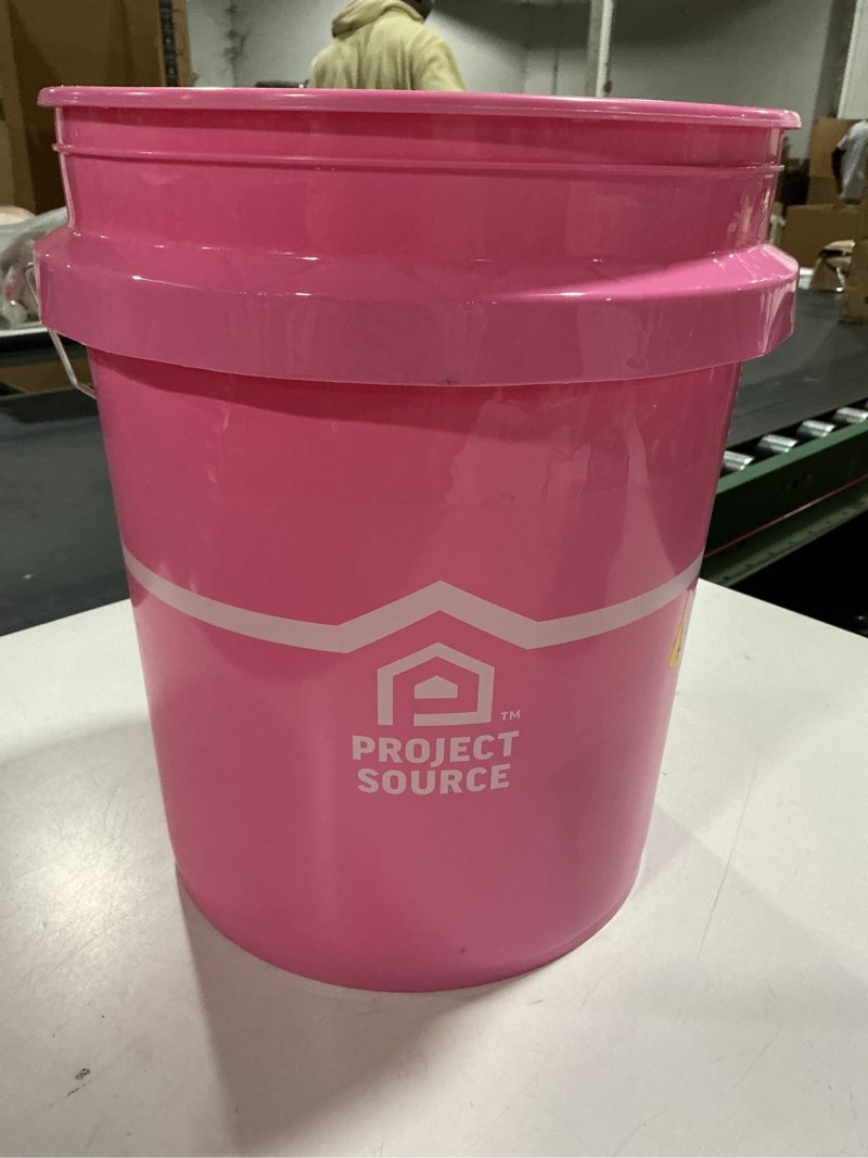Condition photo showing As Is for Project Source Pink 5-gallon Plastic Pink General bucket