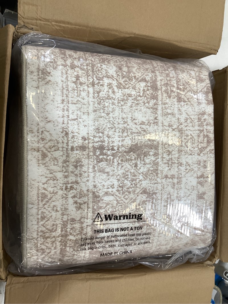Condition photo showing Good Condition for 7x9 area rug for living room washable abstract vintage soft thin indoor floor non-slip carpet for bedroom dining room beige beige 7' x 9' (rectangular)