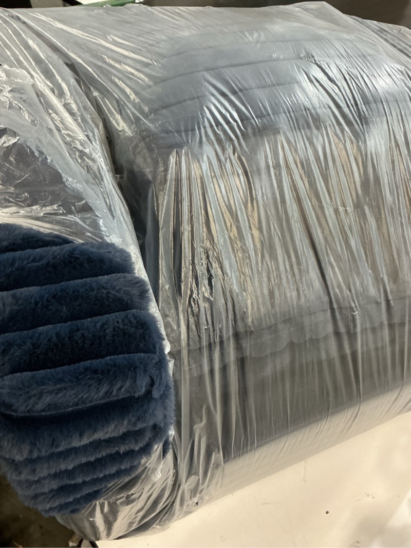 Condition photo showing As Is for MAXYOYO Kids Bean Bag Chair, Comfy Faux Fur Bean Bag Sofa with Filler, Upholstered Floor Sofa with Pillows and Armrests, Lazy Floor Chair Couch for Boys and Girls, Navy Single Navy