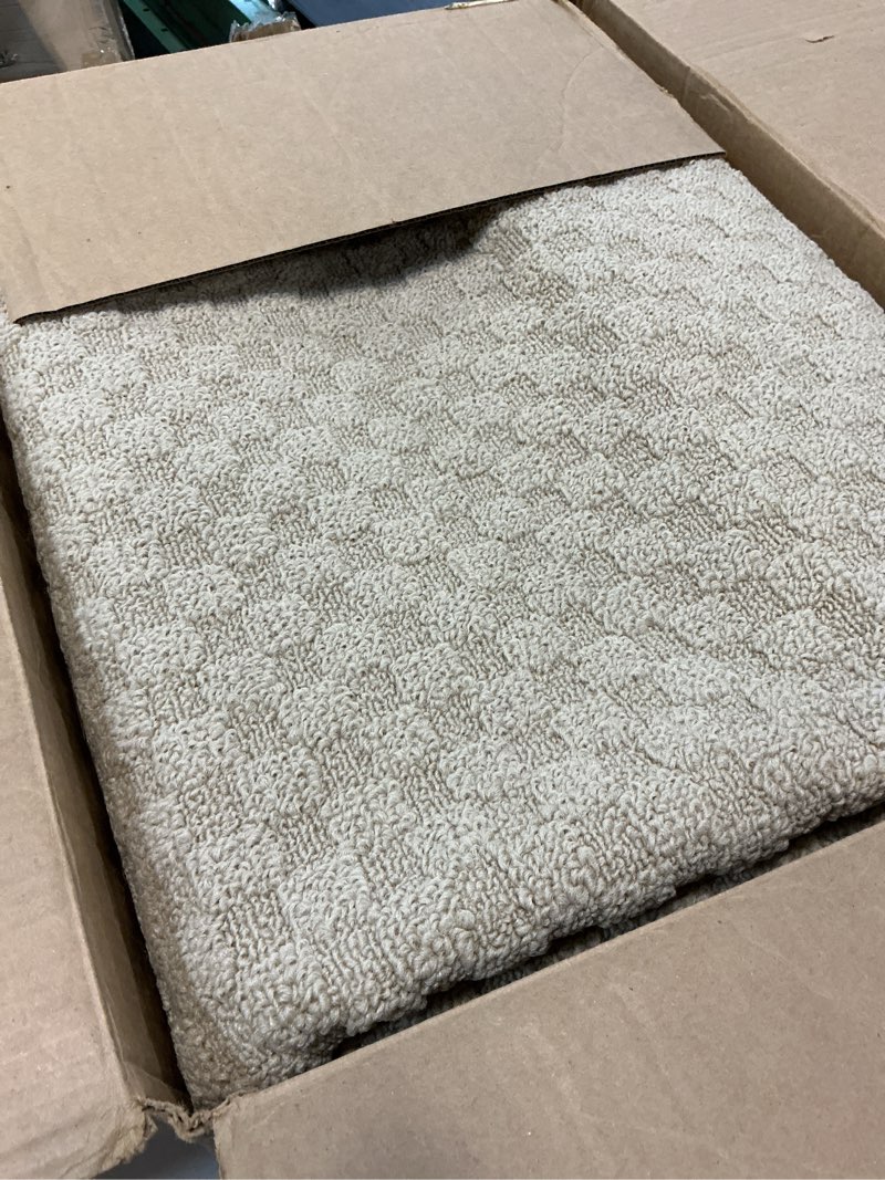 Condition photo showing As Is for garland rug town square beige tan 5' x 8' non slip area rug for living rooms & hallways, stylish & durable for high-traffic areas tan 5' x 8' (rectangular)