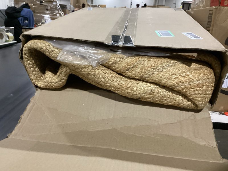 Condition photo showing New/Like New for gruhum handwoven jute area rug-9 feet round- natural fiber boho soft braided rustic vintage beige reversible ecofriendly farmhouse rugs-indoor ecofriendly kitchen bedroom livingroom hallways (9'round) 9' (round) natural- 12