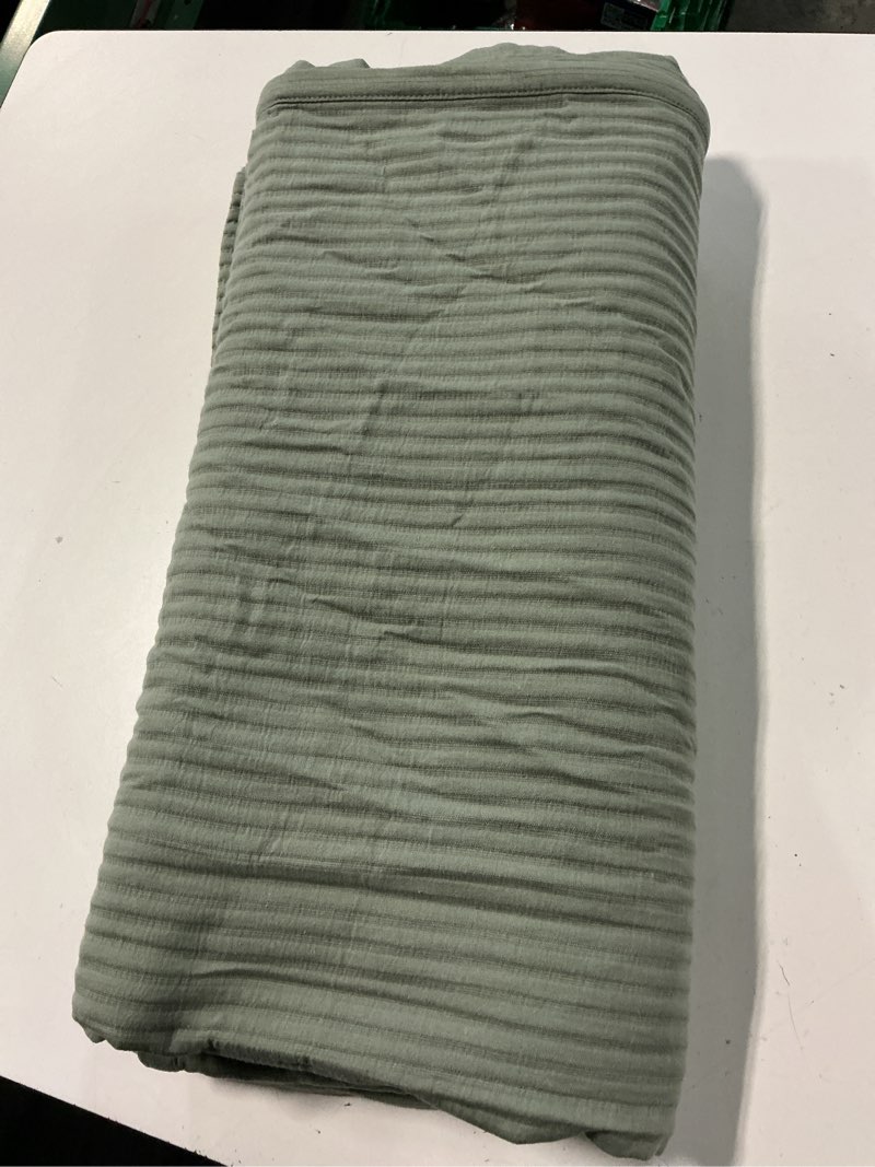 Condition photo showing Good Condition for organic cotton matelasse coverlet, full/queen, dried sage