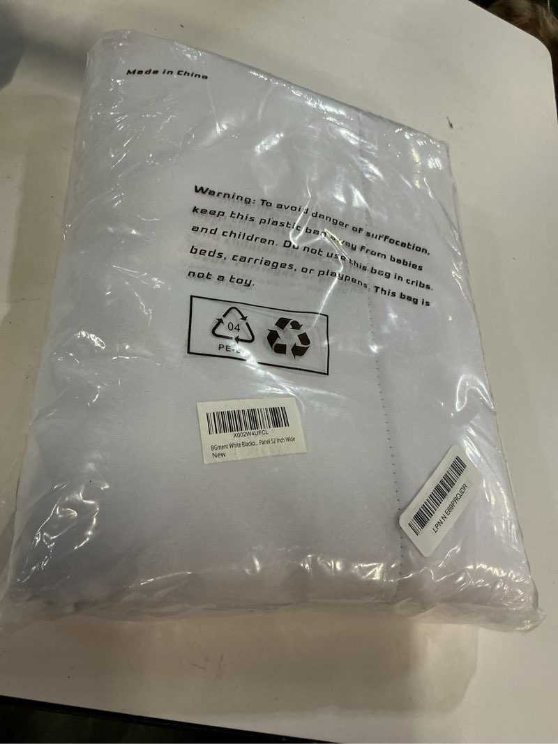 Condition photo showing New/Like New for bgment white blackout curtains for bedroom 63 inch long - thermal insulated black out curtains room darkening soundproof rod pocket window curtains for living room, each drape panel 52 inch wide 52"w x 63"l (pack of 2) pure white