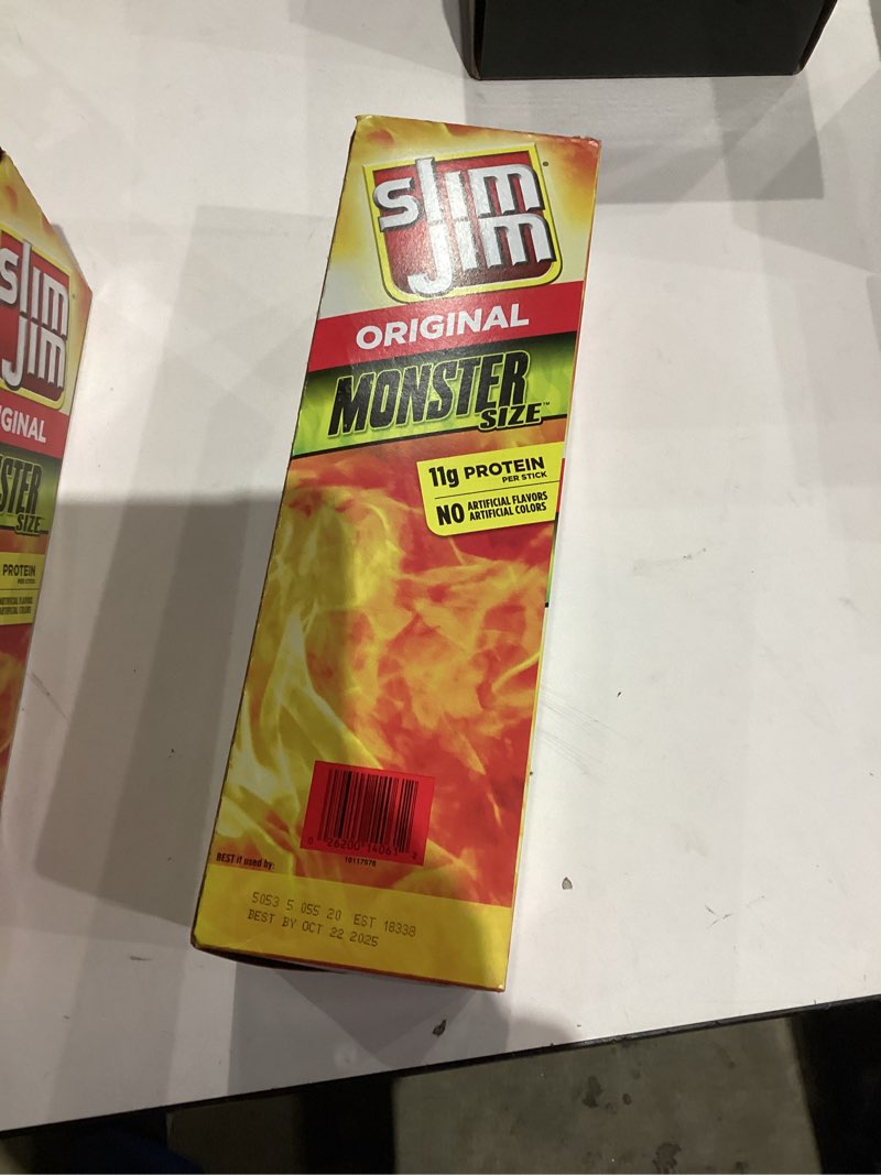 Condition photo showing New/Like New for Slim Jim Monster Smoked Meat Sticks, Original Flavor, 11g Protein Per Stick, 1.94 oz. (18 Count)