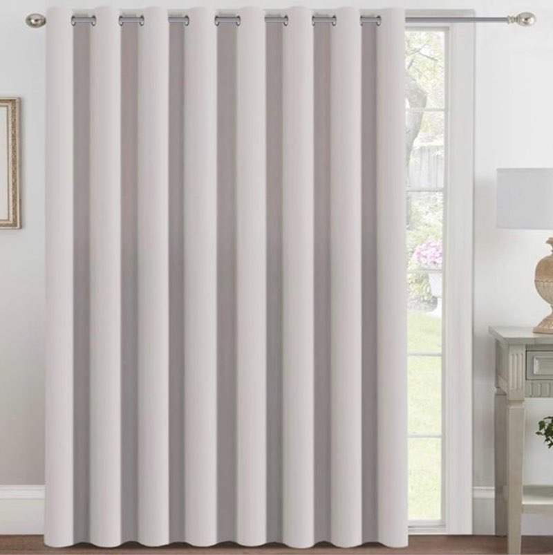 deconovo wide blackout curtains for sliding glass door 100\"w x 84\"l, solid thermal insulated room divider curtains, grommet top, grey , 1 panel
