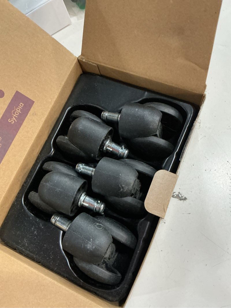 Condition photo showing As Is for office chair wheels 2" desk chair caster wheels smooth roller style quiet for carpet and hardwood floors universal fit 11x22 mm set of 5 grey