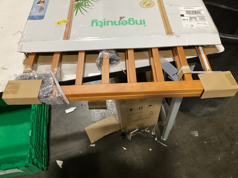 Condition photo showing New/Like New for Ingenuity Wood Banister & Stair Safety Pet and Baby Gate, 32"-48" Wide, 33" Tall, Install Banister to Banister or Wall, or Wall to Wall in Doorway or Stairway, Banister and Hardware Mounts - Cherry Oak