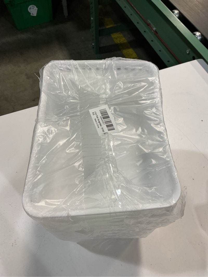 Condition photo showing Good Condition for 8 pack white storage baskets, plastic woven organizer baskets, stackable shelf baskets for closet, pantry & bathroom