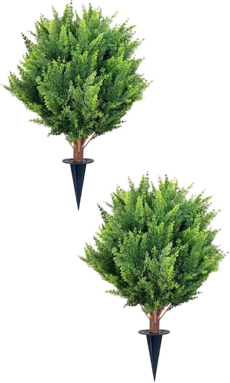 2Pcs Artificial Plant Ground Stake Ornament Decorative Lifelike Decoration Fake Plants Porch Spring Garden Pathway Party