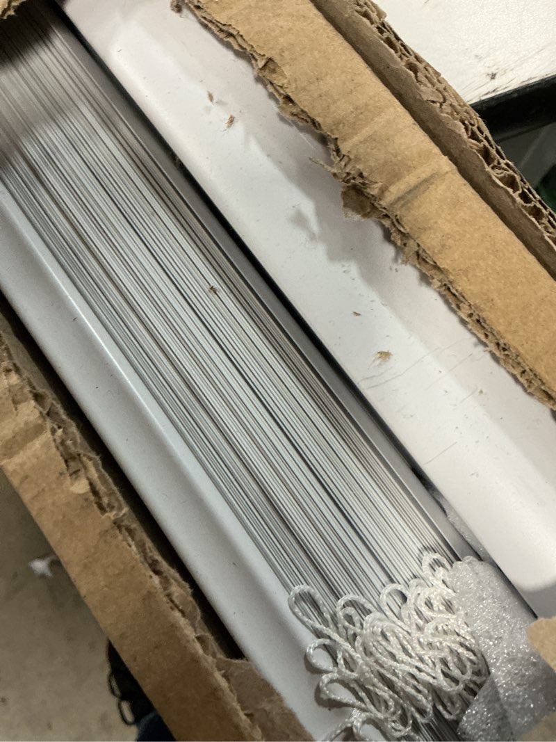 Condition photo showing Good Condition for chicology blinds for windows, mini blinds, window blinds, door blinds, blinds & shades, camper blinds, mini blinds for windows, horizontal window blinds, midnight white (blackout), 58" w x 48" h 58"w x 48"h midnight white (blackout)
