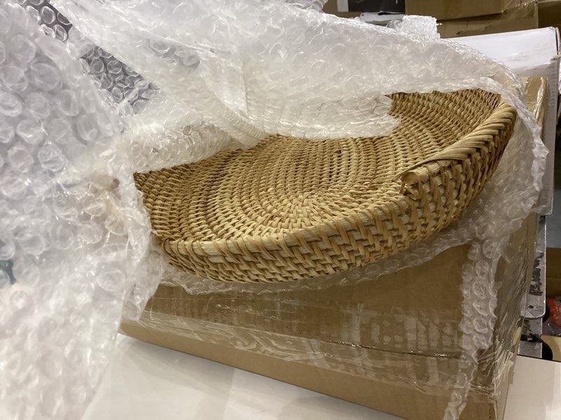 Multifunctional Fruit Tray Handles Woven Rattan Bread Basket Creative Breakfast Platter (XL)