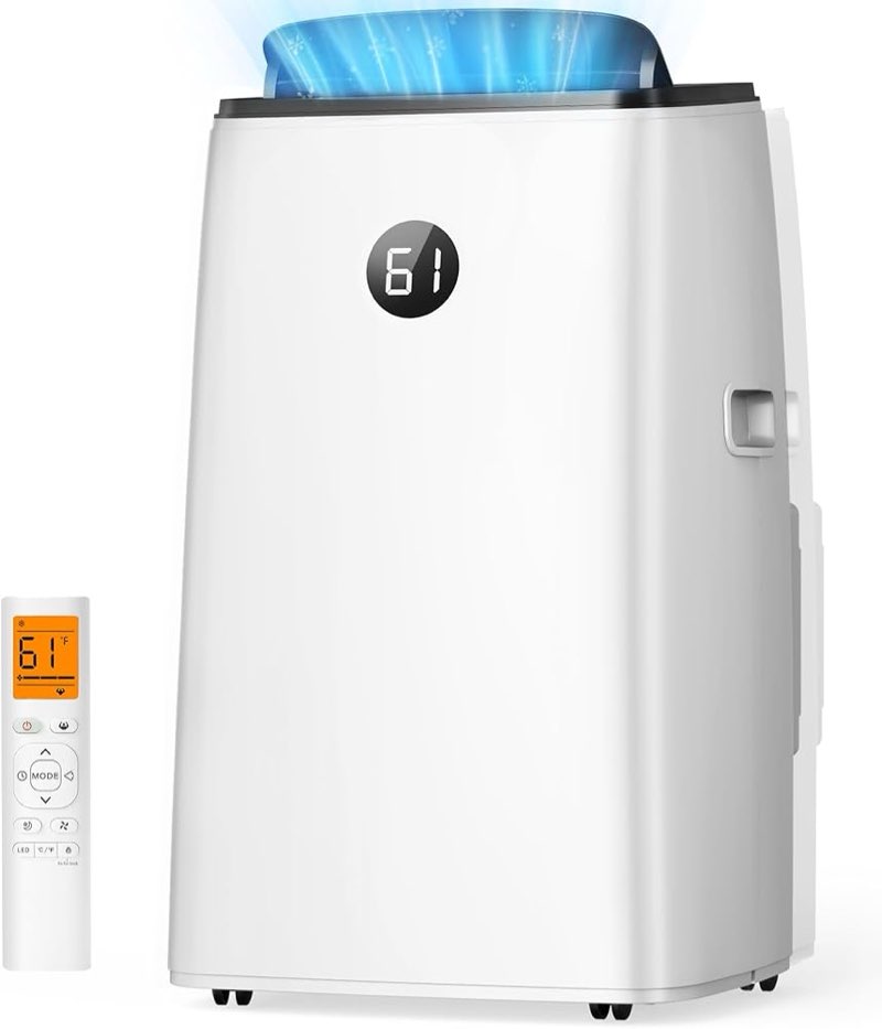 14000 btu inverter portable air conditioners, dual hose portable ac for large room up to 700 sq. ft, 3-in-1 self-evaporating ac units with fan & dehumidifier, quiet sleep mode(42db), auto swing