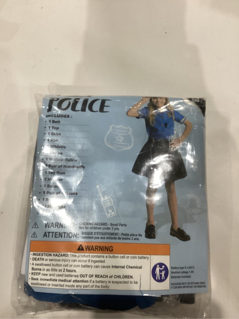 Condition photo showing As Is for Spooktacular Creations Halloween Police Officer Costume for Girls, Blue Girl Police costume for Kids Dress Up Parties 3T(3-4 yrs)