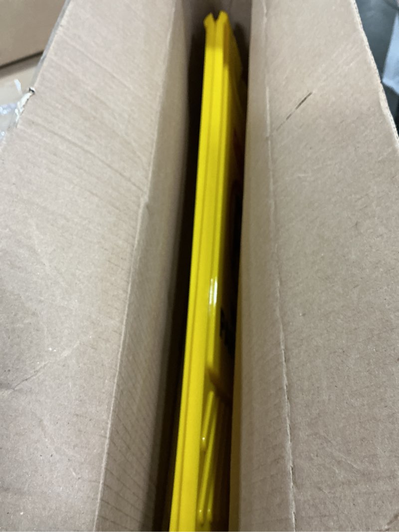 Condition photo showing Good Condition for henka 4-pack no parking sign, 24 inch height, double sided a-shaped frame no parking sign, folding no parking signs for outside, lawn, driveway, garage, yard, fire lane - bright yellow
