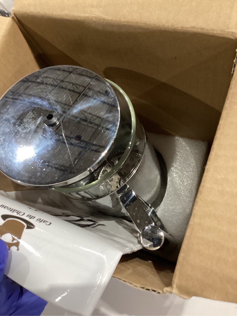 Condition photo showing Good Condition for cafe du chateau stainless steel french press coffee maker 34 oz - easy to use insulated coffee press with 4-level filtration, manual brewer for tea, camping & travel with bpa free, durable clear glass a. silver