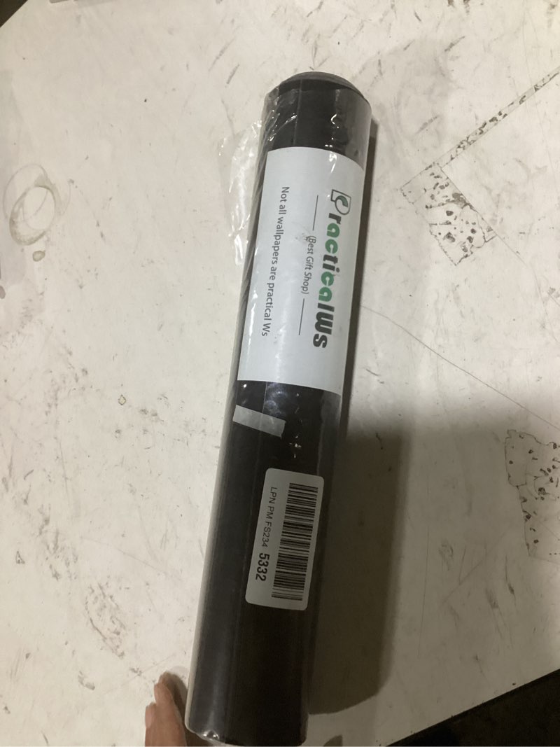 Condition photo showing As Is for practicalws 15.7 inch x 590.5 inch solid color black wallpaper self adhesive removeable contact paper for home decoration easy to install peel and stick wallpaper 15.7" x 590.5" black