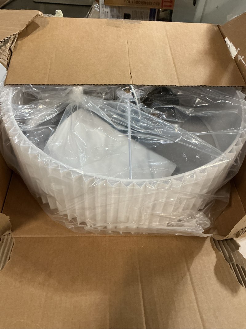 Condition photo showing Good Condition for Bargeni 16.5 Inch Semi Flush Mount Ceiling Light Fixture,Gold Finish with Pleated Fabric Shade,3-Light Flush Mount Ceiling Light,Modern Light Fixtures Ceiling Mount for Bedroom,Hallway,Nursery Room Gold 16.5inch