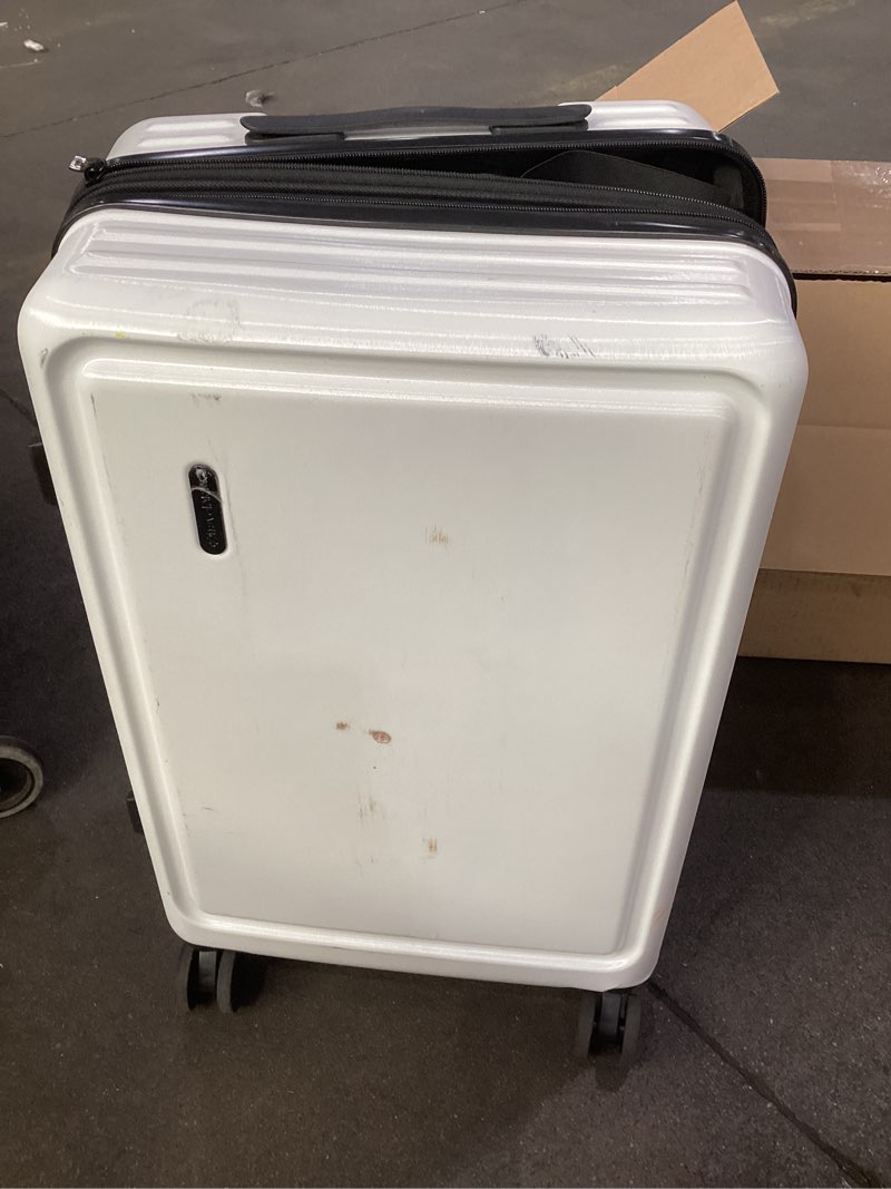 Condition photo showing As Is for *incomplete only 3 (24,20,cosmetic case)* travelarim hard shell luggage sets with spinner wheels 4 piece, expandable large suitcases with tsa lock, travel large suitcase set, white luggage) whitee
