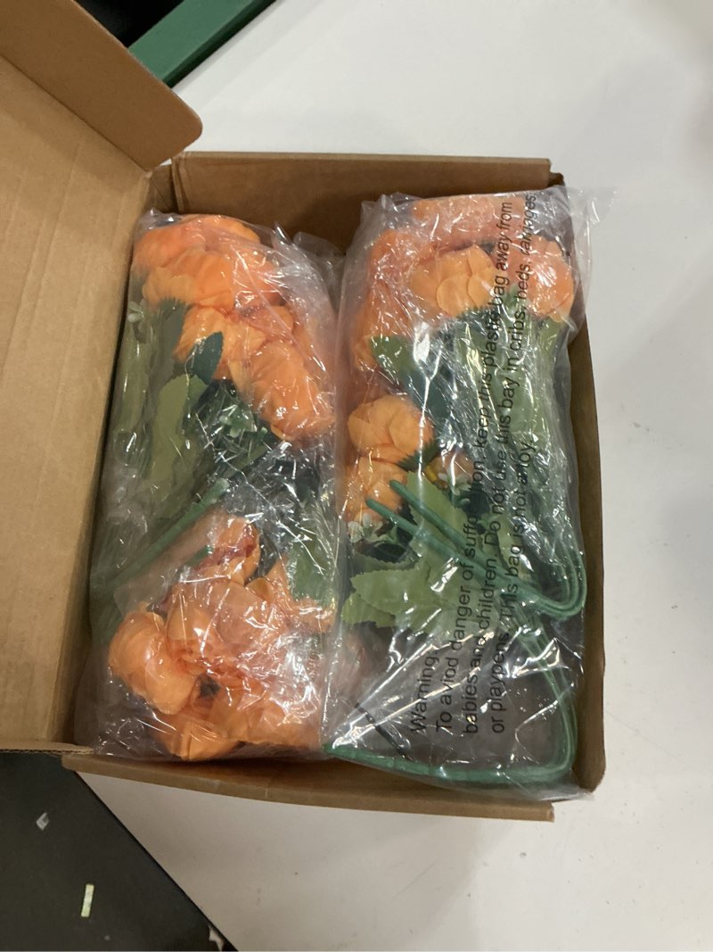 Condition photo showing Good Condition for 8 pack orange peonies artificial flowers, fall fake silk hydrangea bouquet for bridal wedding home table decor reusable dining opening ceremony birthday arrangement faux floral