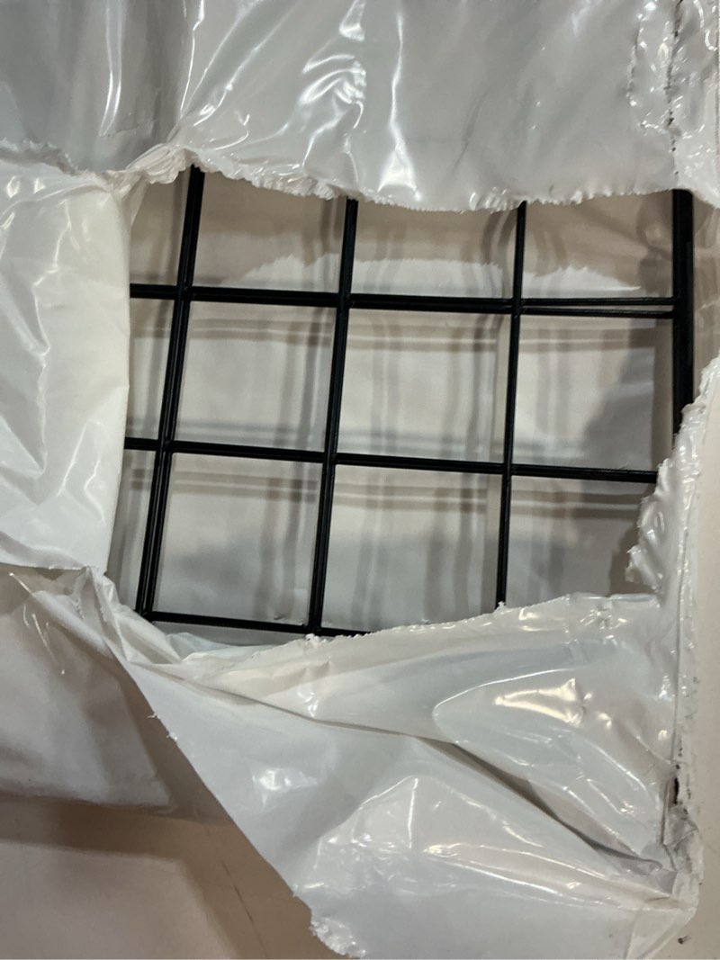 Condition photo showing As Is for patikil 24"x24" wire grid panel, 2 pack board photo pictures memo display grid panels hanging organizer wall decorative panel for home office wedding, black 24x24 inch black