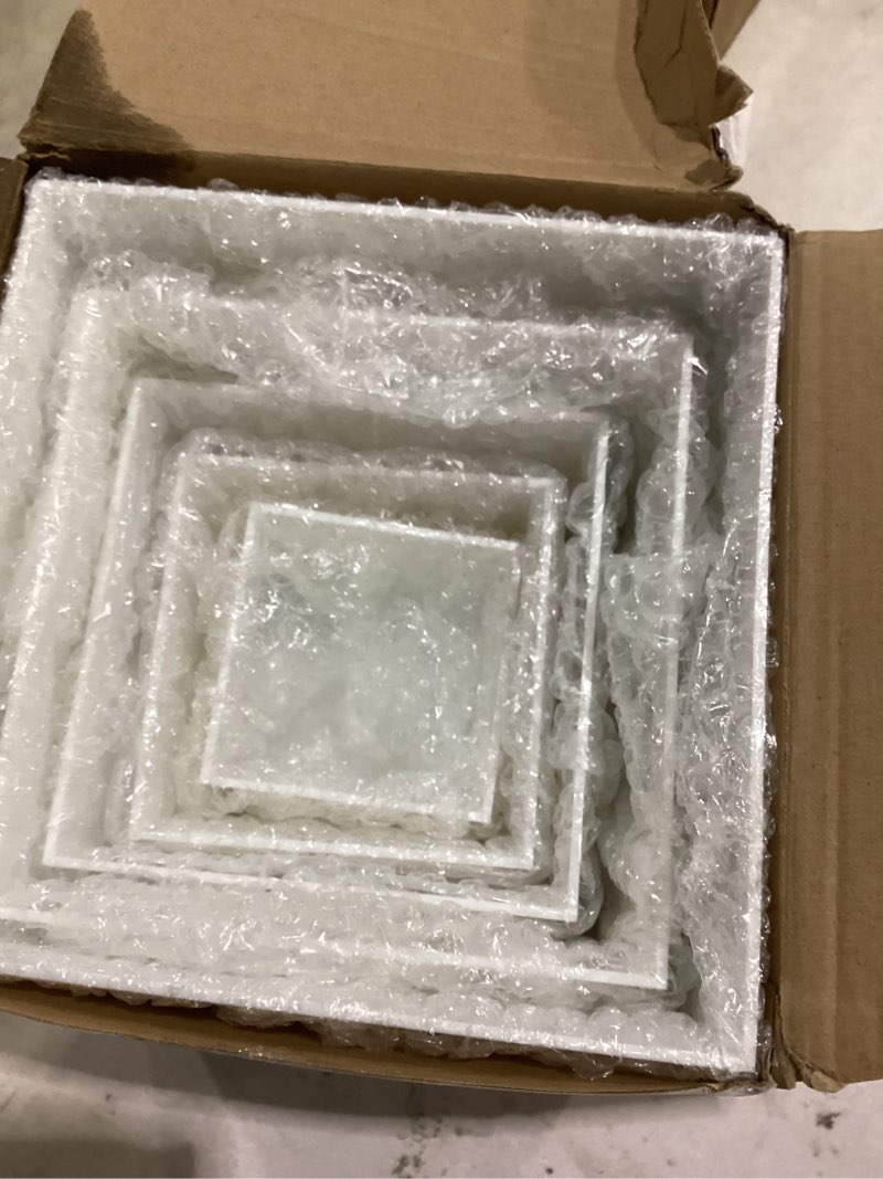 Condition photo showing Good Condition for geetery set of 5 display buffet risers (3",4",5",6",7") acrylic cube with hollow bottoms acrylic boxes table stands for display dessert catering collectibles jewelry decor (small,3,4,5,6,7 inch,white) white small,3,4,5,6,7 inch