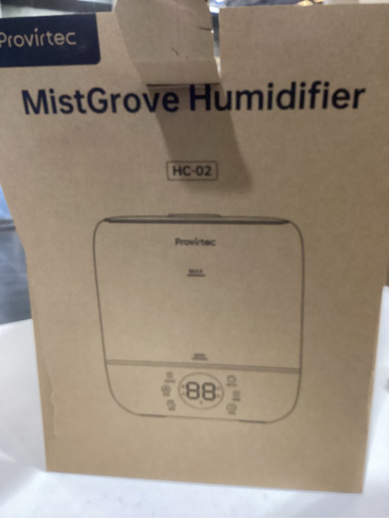 Condition photo showing New/Like New for provirtec 6l self-cleaning humidifier for large room, cleancare warm & cool mist, no-leak design & top fill, 60 hour runtime, quiet ultrasonic auto mode with remote control for bedroom & home
