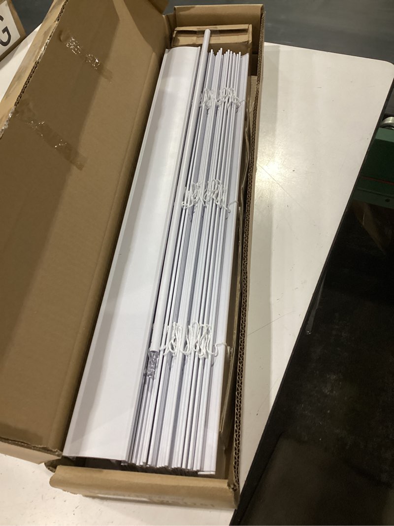 Condition photo showing Good Condition for 2 inch cordless room darkening faux wood blind - 27" w x 64" l - white, over 1,000 custom sizes starting at 18.97, inside or outside mount, venetian shades for interior windows by lumino 27"w x 64"h white