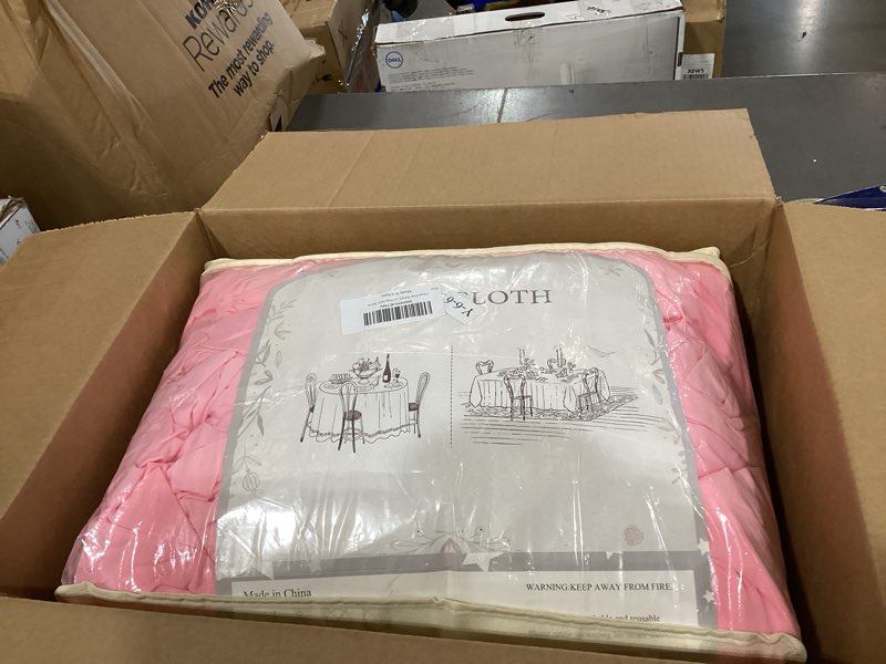 Condition photo showing New/Like New for 6 pack cloth tablecloth for 5 ft round tables, polyester circle picnic table cloths, 120 inch wrinkle free table skirt for wedding birthday photography themed party banquet holidays pink party decor pink 60inch(6pack)