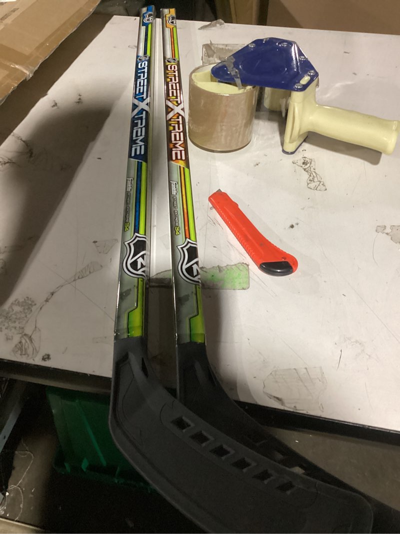Condition photo showing Good Condition for franklin sports nhl kids street hockey stick set - includes (2) youth street hockey sticks + (1) outdoor roller hockey ball - perfect hockey starter set for kids player sticks