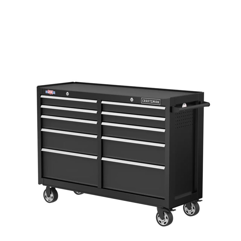 s2000 series 52-in 10-drawer steel rolling tool cabinet (black)
