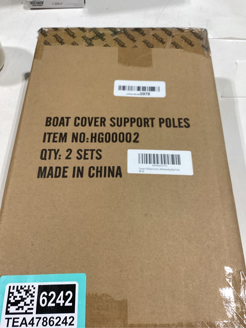 Condition photo showing New/Like New for 2 pk boat cover support pole with anti-uv pe rope & 9" abs base, highly stable windproof support pole system - adjustbale 1-1/8" in diameter for v-hull/pontoon/jon boat cover