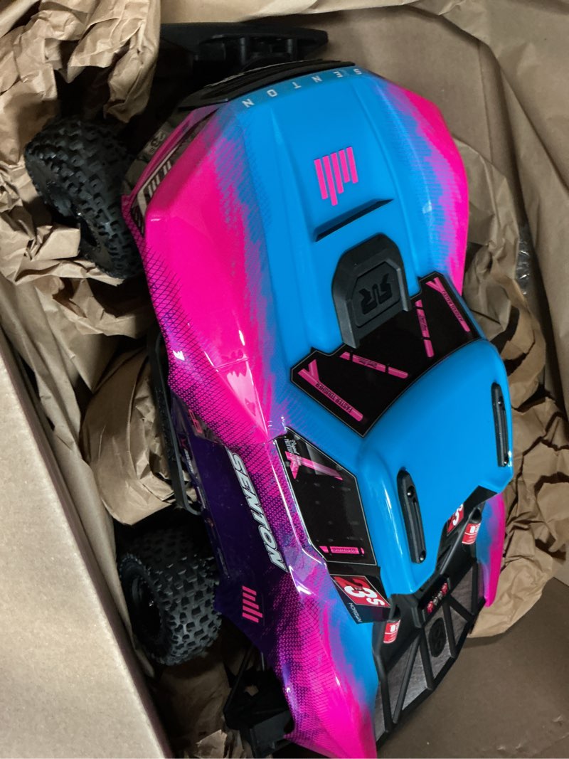 Condition photo showing As Is for arrma rc truck 1/10 senton 4x4 223s blx brushless short course truck rtr (battery and charger not included) with dsc, blue, ara4303v4t3