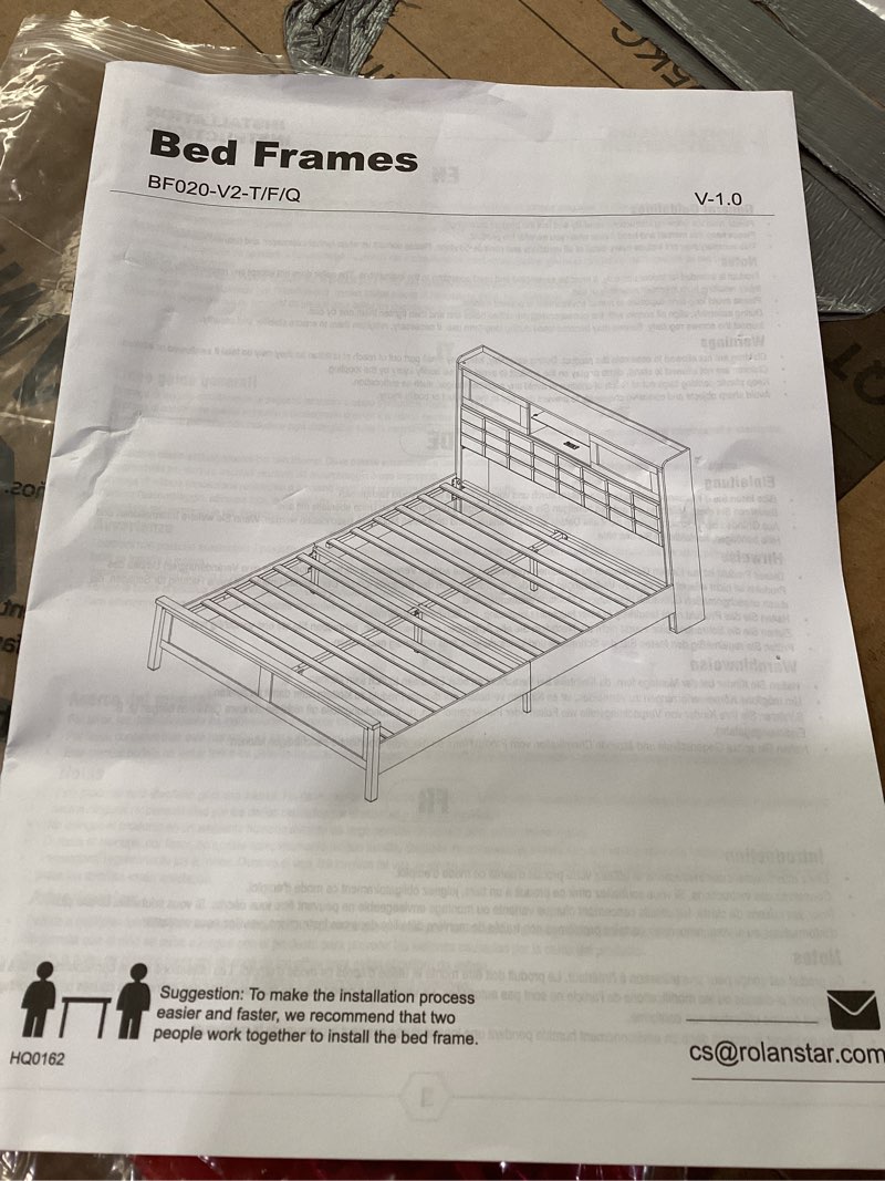 Condition photo showing Good Condition for rolanstar queen bed frame with drawers and charging station black bed frame bf020-v2-bk-t-rr