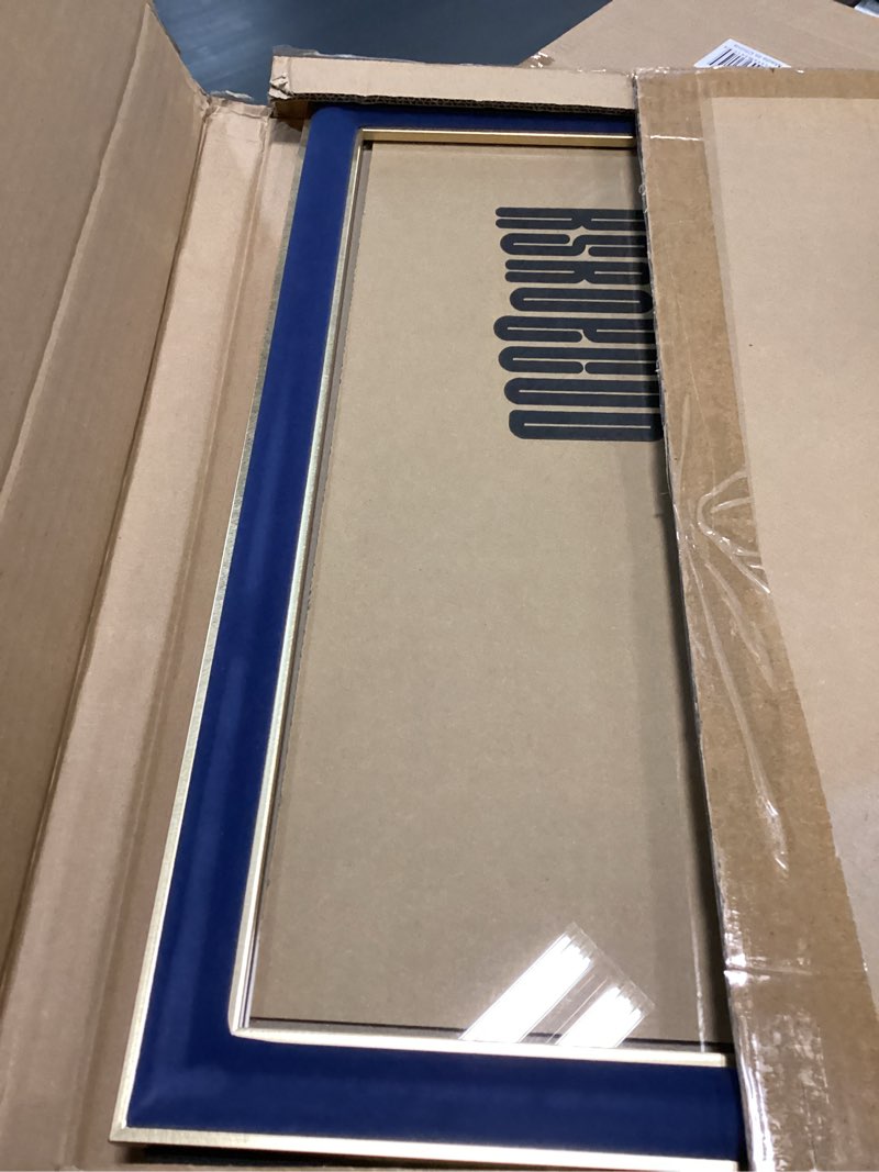 Condition photo showing New/Like New for KSROECUD 13x19 Velvet Picture Frame, Navy Blue 13x19 Velvet Photo Frame with Vintage Gold Border, 13 by 19 Poster Frame with HD Real Glass Horizontal & Vertical Display for Tabletop and Wall Decor (1 Pack) Navy Blue 13x19-1P