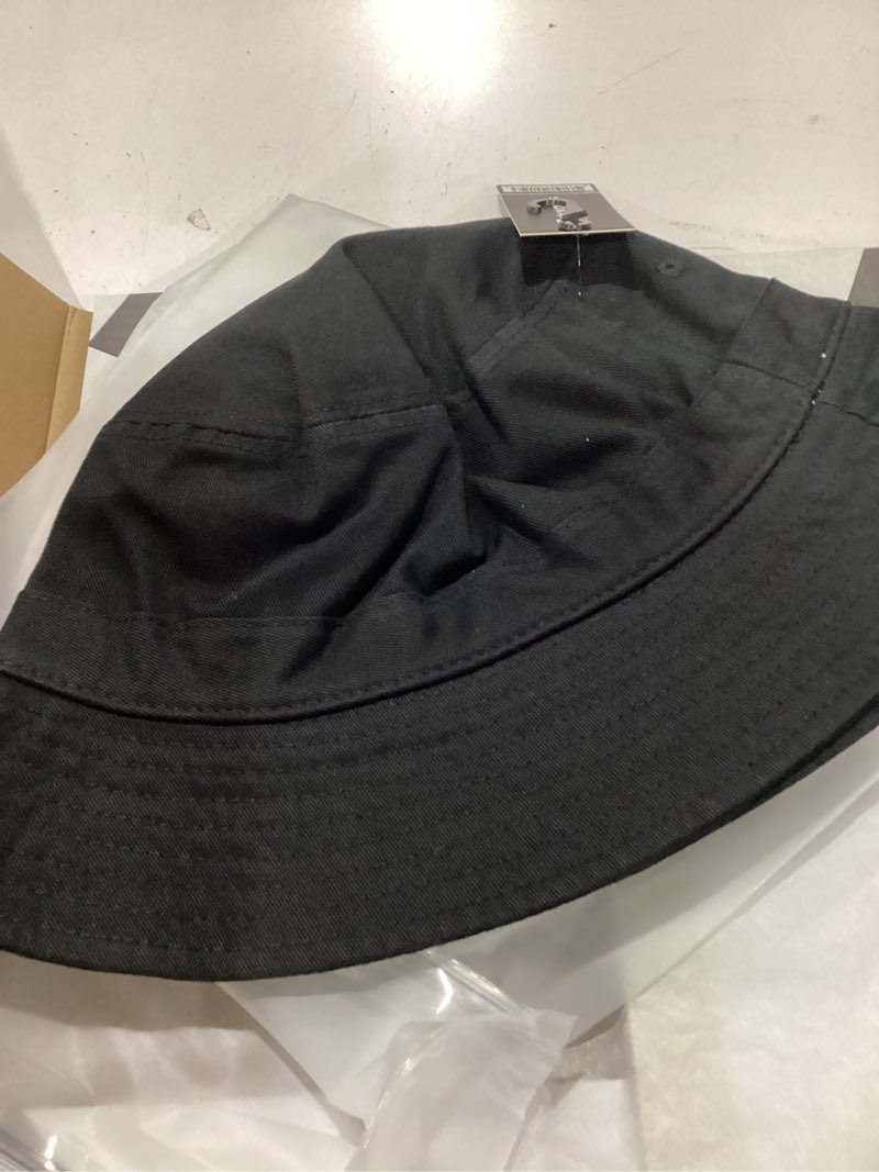 Condition photo showing New/Like New for hot summer bucket hat trendy cotton sun cap for beach golf fishing | breathable cotton, fun outdoor vacation style, packable boonie design for men and women one size army green