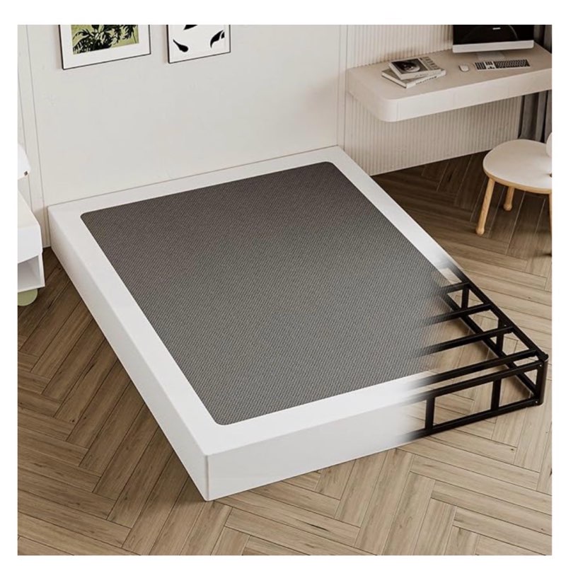 queen size spring base - spring bed base with fabric cover, easy assembly, non-slip, noise-free/anti-slip/easy assembly