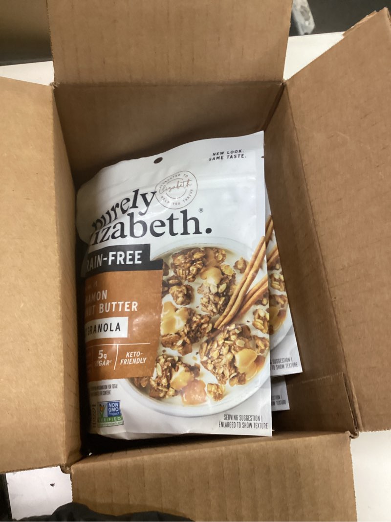 Condition photo showing Good Condition for ((BES BY 08/2025))Purely Elizabeth, Cinnamon Peanut Butter, Keto Granola with MCT Oil, Grain-Free (3 Ct, 8oz Bags) Cinnamon Peanut Butter 3 Ounce (Pack of 8)