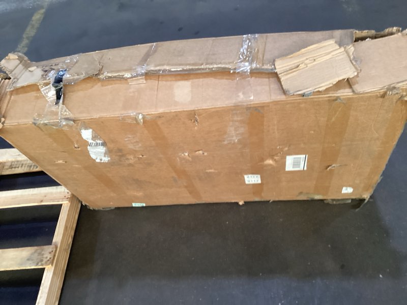 Condition photo showing As Is for Large Makeup Vanity Desk with Mirror and Lights, Vanity Desk with 6 Drawers & Storage Shelves, Vanity Table with Power Outlet, 3 Color Modes & Adjustable Brightness Dressing Table, Bedroom,Walnut1