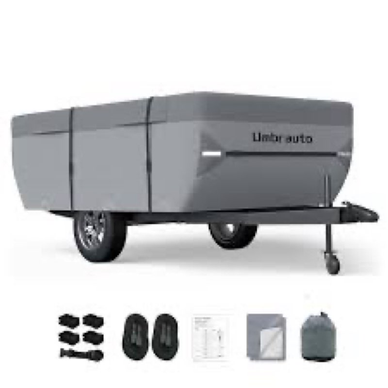 umbrauto pop up camper cover fits 19-20ft, 7 layers top tent trailer cover waterproof extra thick po
