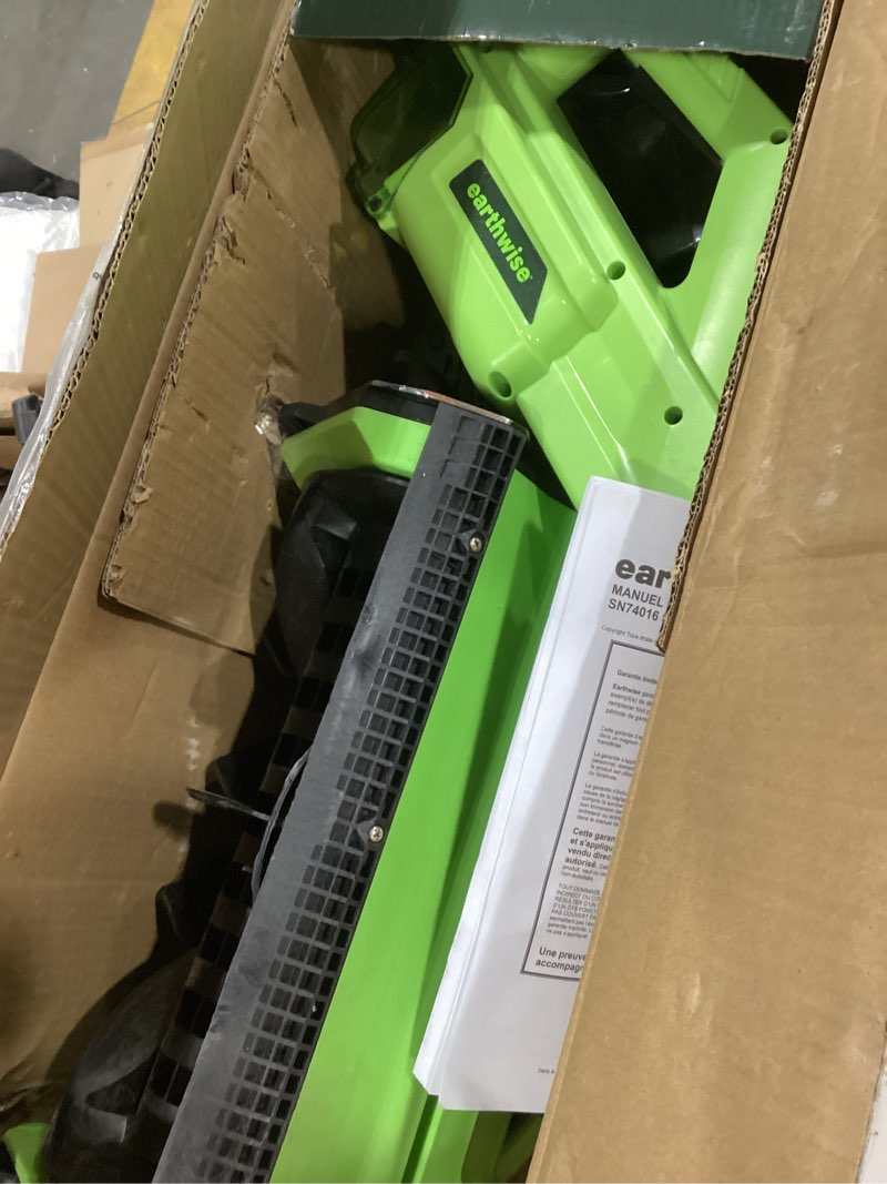 Condition photo showing As Is for Earthwise SN74016 40-Volt Cordless Electric Snow Shovel, Brushless Motor, 16-Inch width, 300lbs/Minute (Battery and Charger Included)