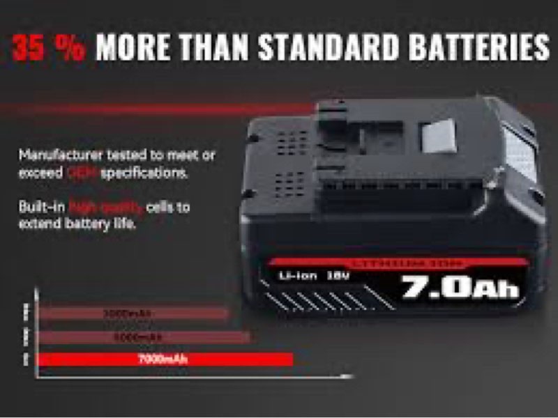 2Packs BAT609 7.0Ah Li-ion Replacement for Bosch 18V Battery Lithium Compatible with Bosch Battery 18V BAT618 BAT609 BAT609G BAT622 BAT618G BAT619 BAT619G BAT610G Cordless Power Tool