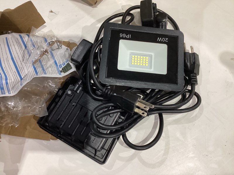 Condition photo showing Good Condition for Motion Sensor Flood Light Outdoor?2-Pack?, 20W Plug in Motion Sensor Light with 4.9ft Cord, IP66 Waterproof Floodlights with Photocell 6000K Super Bright Security Light for Garden Patio 20W 2Pcs