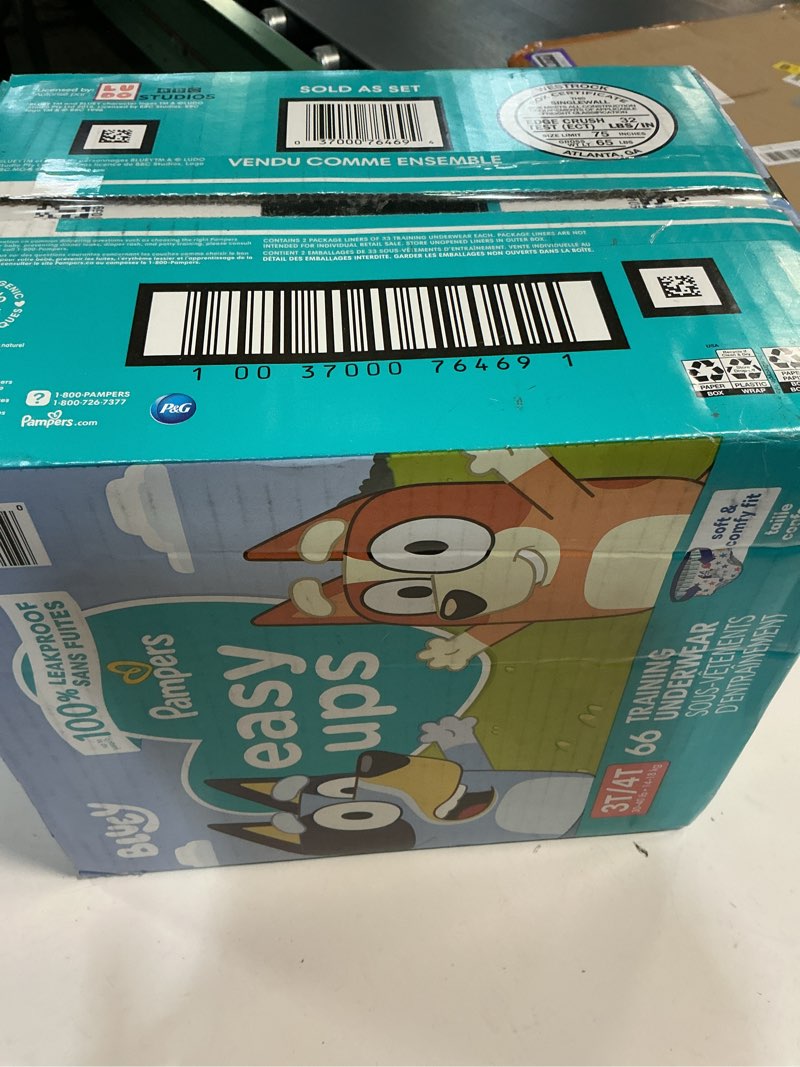 Condition photo showing New/Like New for Pampers Training Pants - Easy Ups Boys & Girls Bluey - Size 3T-4T, 66 Count, Children's Potty Underwear (Packaging May Vary) 3T-4T 66