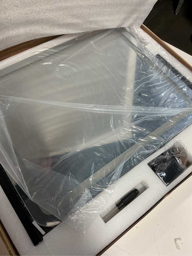 Condition photo showing Good Condition for FENNIO Vanity Mirror with Lights 22"x17",LED Lighted Makeup Mirror,Large Makeup Mirror with Lights,Touch Screen with 3-Color Lighting,Led Mirror Makeup,Dimmable,for Vanity Desk Tabletop,Bedroom Black 22"L x 17"W