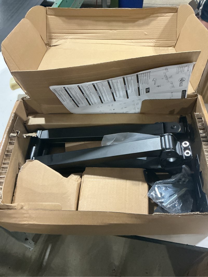Condition photo showing Good Condition for wali triple monitor stand, free standing three lcd monitor fully adjustable desk mount fits 3 screens up to 27 inch, 22 lbs weight capacity per arm (mf003), black triple free-standing