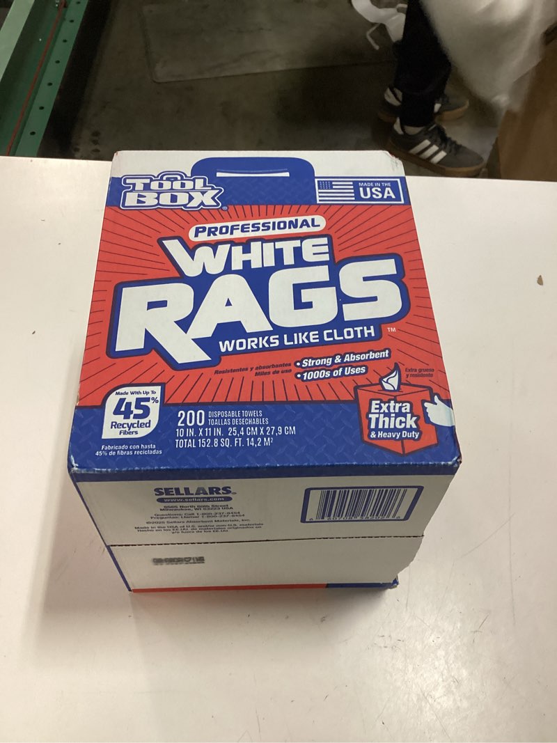 Condition photo showing New/Like New for toolbox painters white rags shop towels with center pull box - 1 count box - 200 towels
