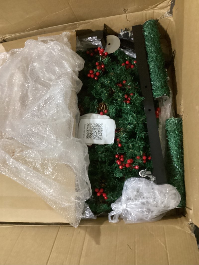 Condition photo showing Good Condition for 6.5FT Christmas Village Tree, 6 Tier Christmas Tree Shelf, Layered Display Suitable for DIY Decorate Christmas Village and Display Gifts Colorful